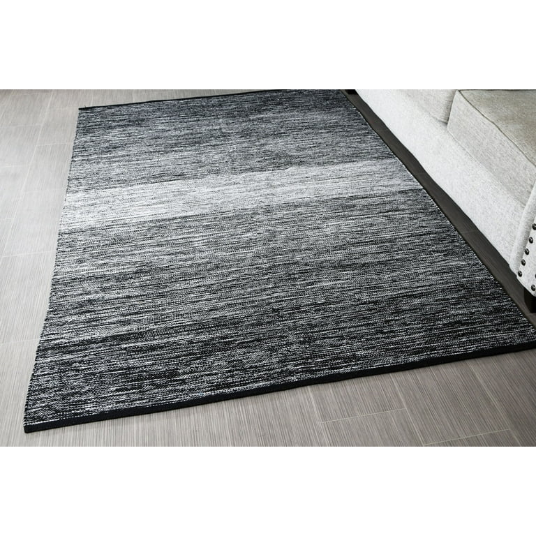 Area Rug: Horizontal Gradient Heathered Low Profile Flatweave