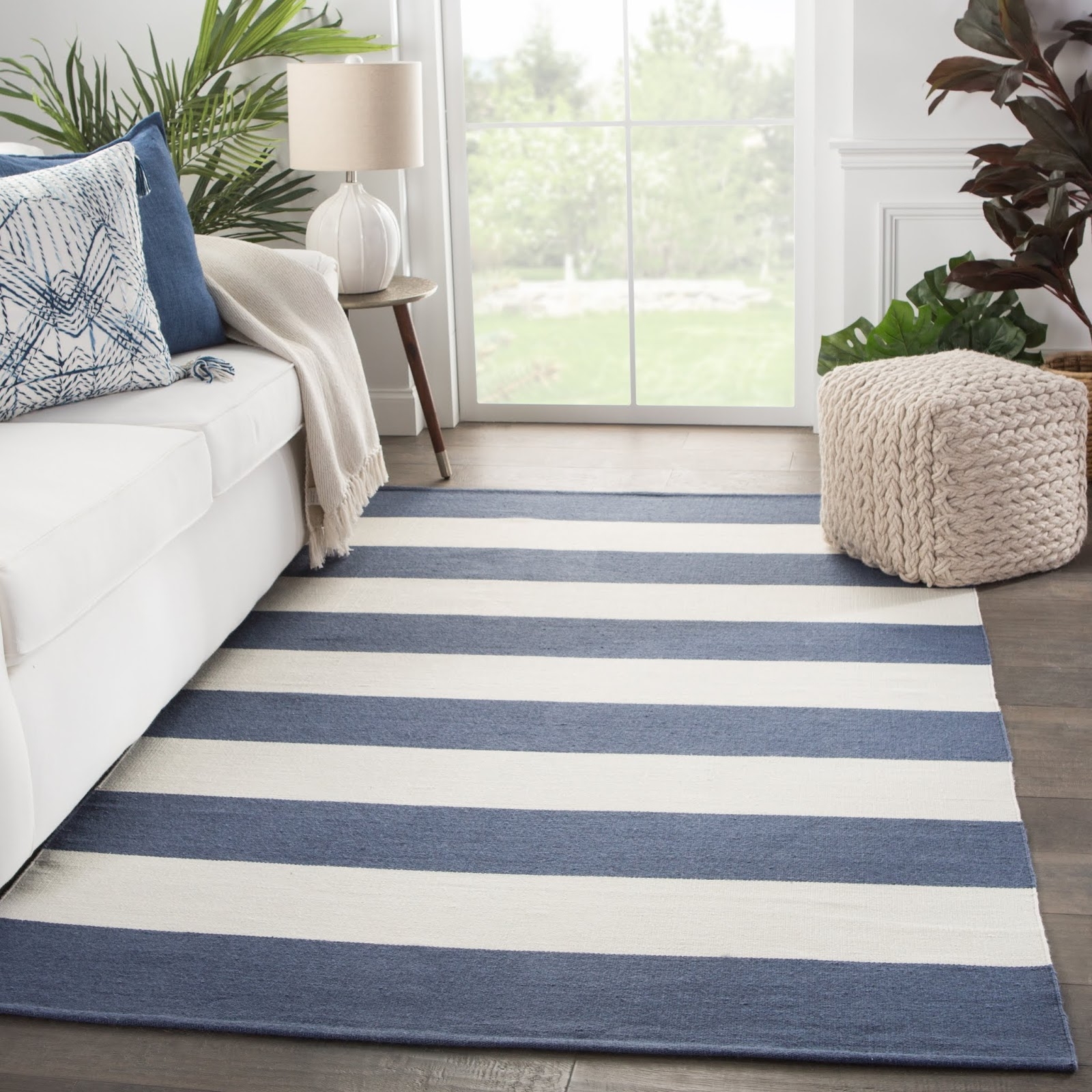 Area Rug Horizontal Stripes Nautical Living Room Decor