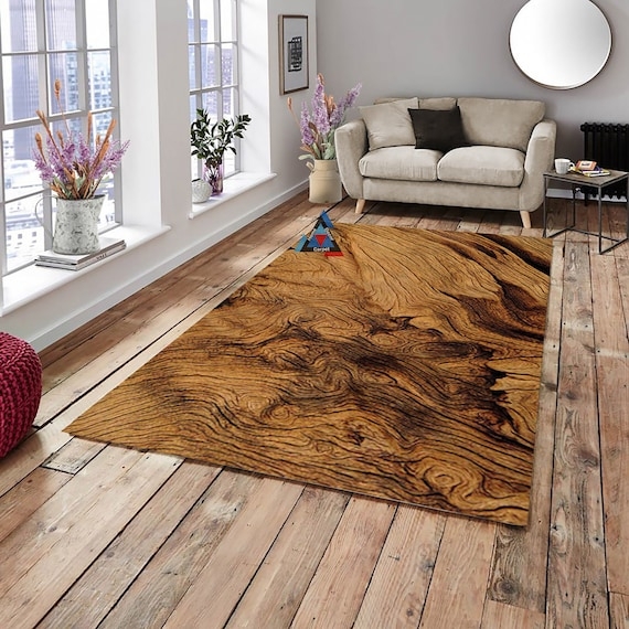 Area Rug in Burl Pattern with Matte Finish Burl Wood Area Rug