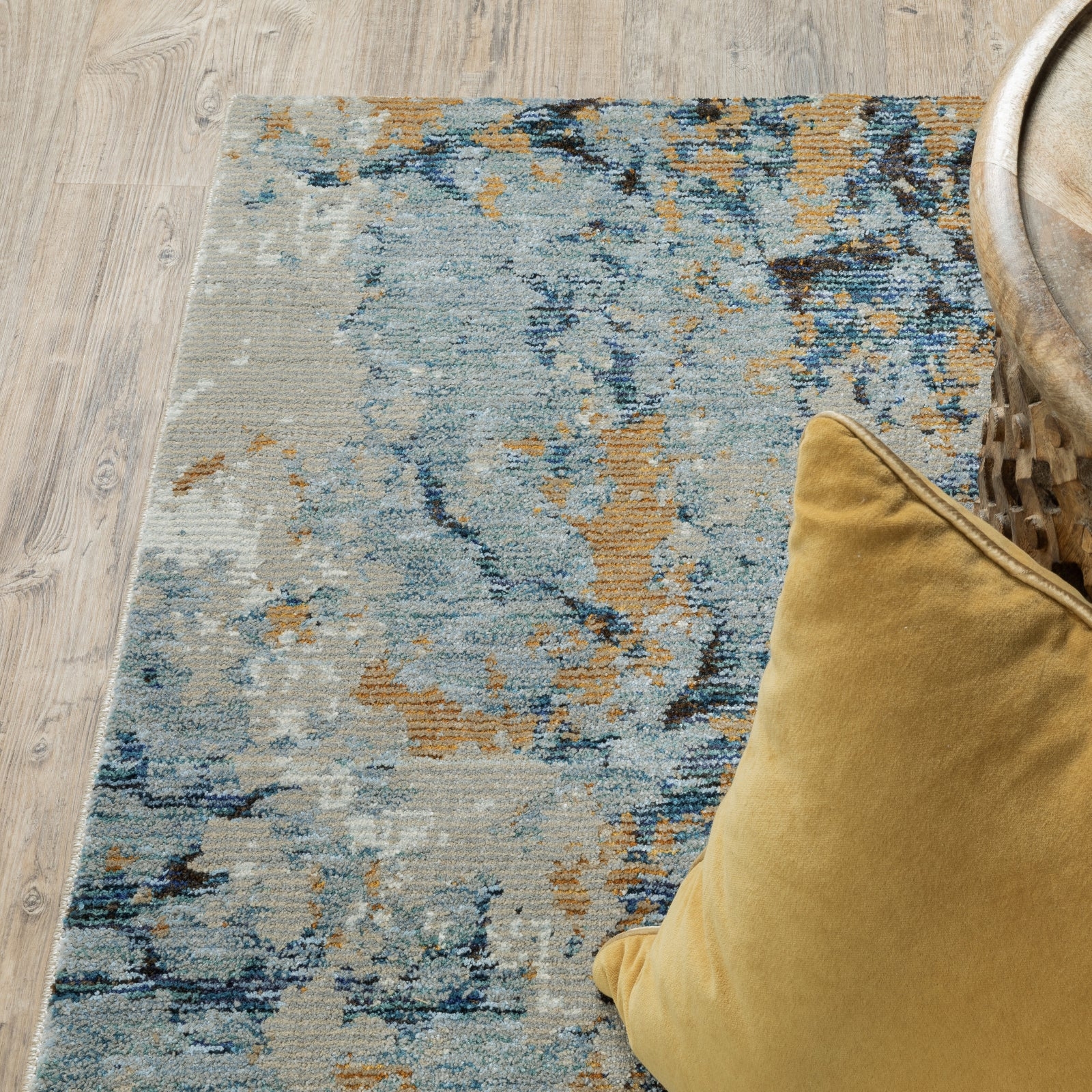 Area Rug in Slate Tones with Distressed Matte Finish