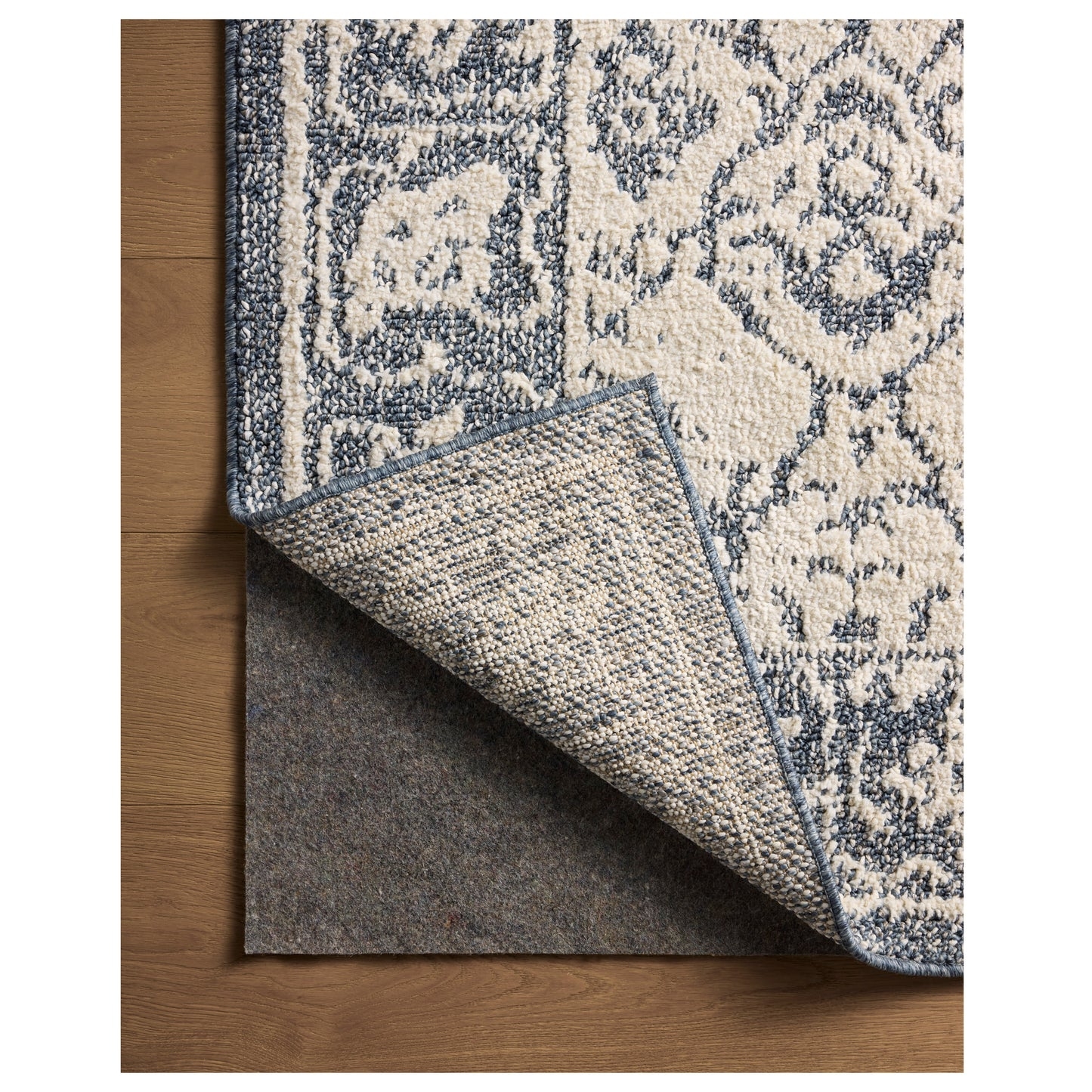 Area Rug Ivory Blue Contrast Distressed Floral Rug
