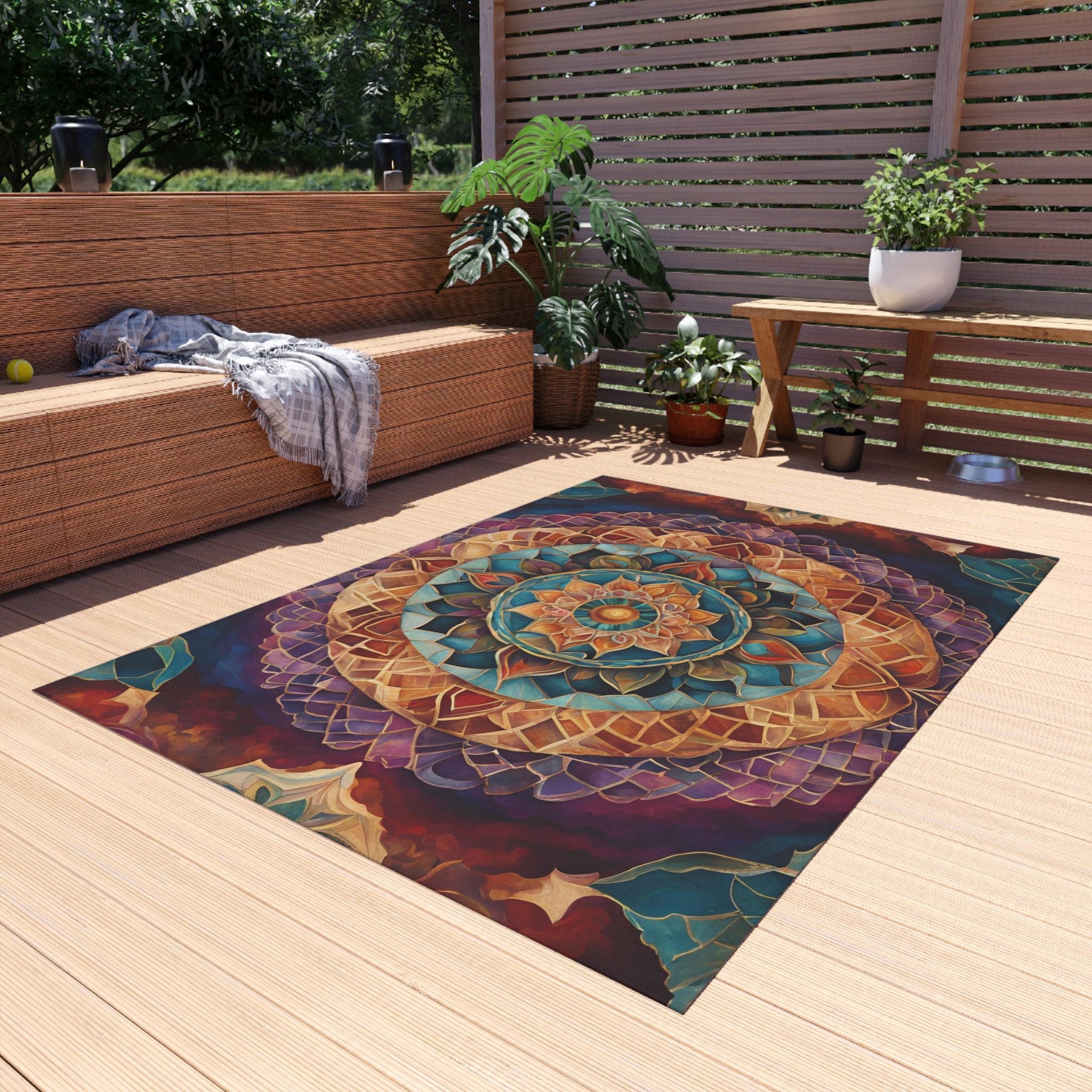 Area Rug Mandala Patio Rug Outdoor Setting Detailing