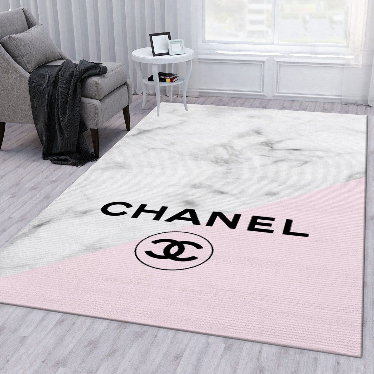 Area Rug Marble Pink Split with Blush and Marble Accent