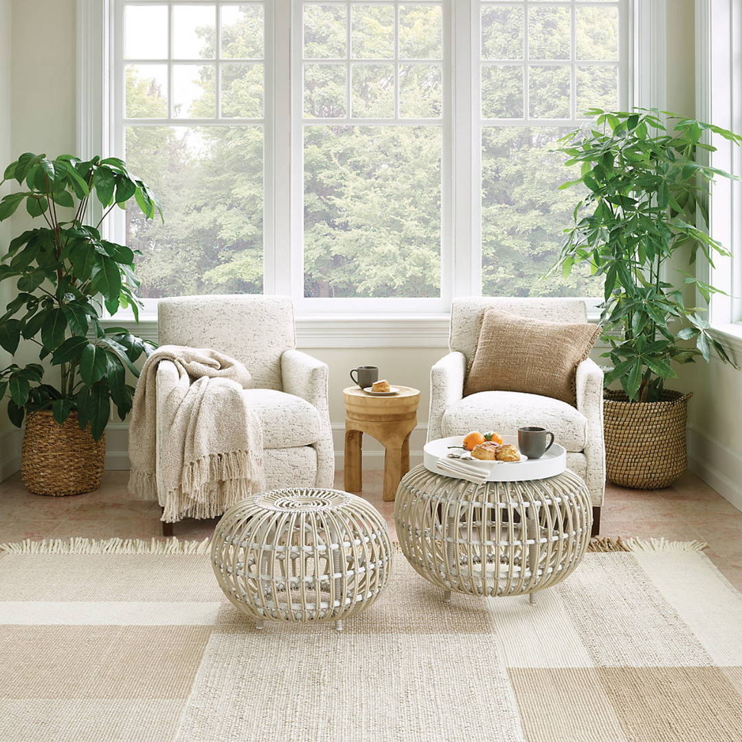 Area Rug Oversized Block Pattern Organic Modern Sunroom