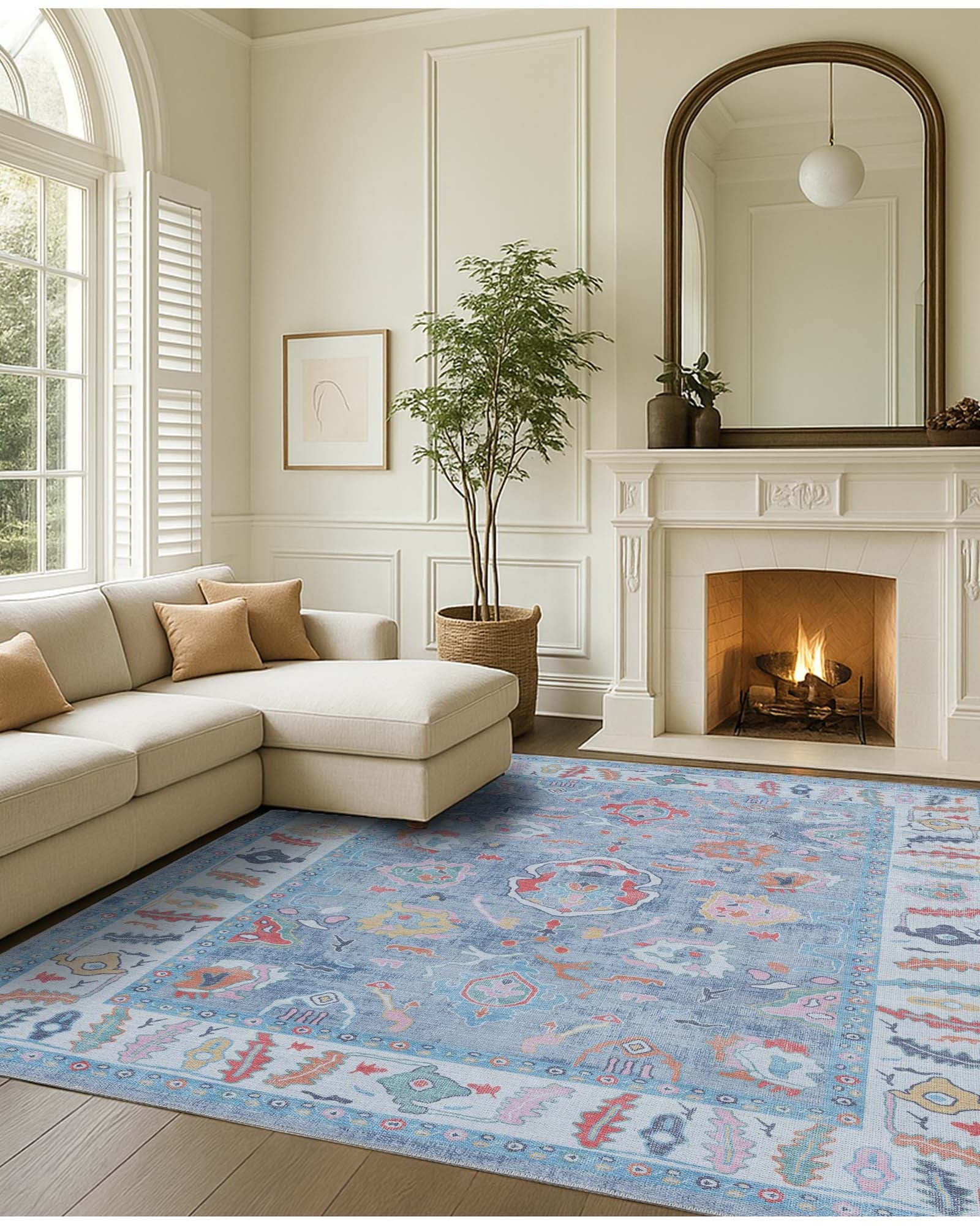 Area Rug Periwinkle Floral Area Rug Traditional Medallion