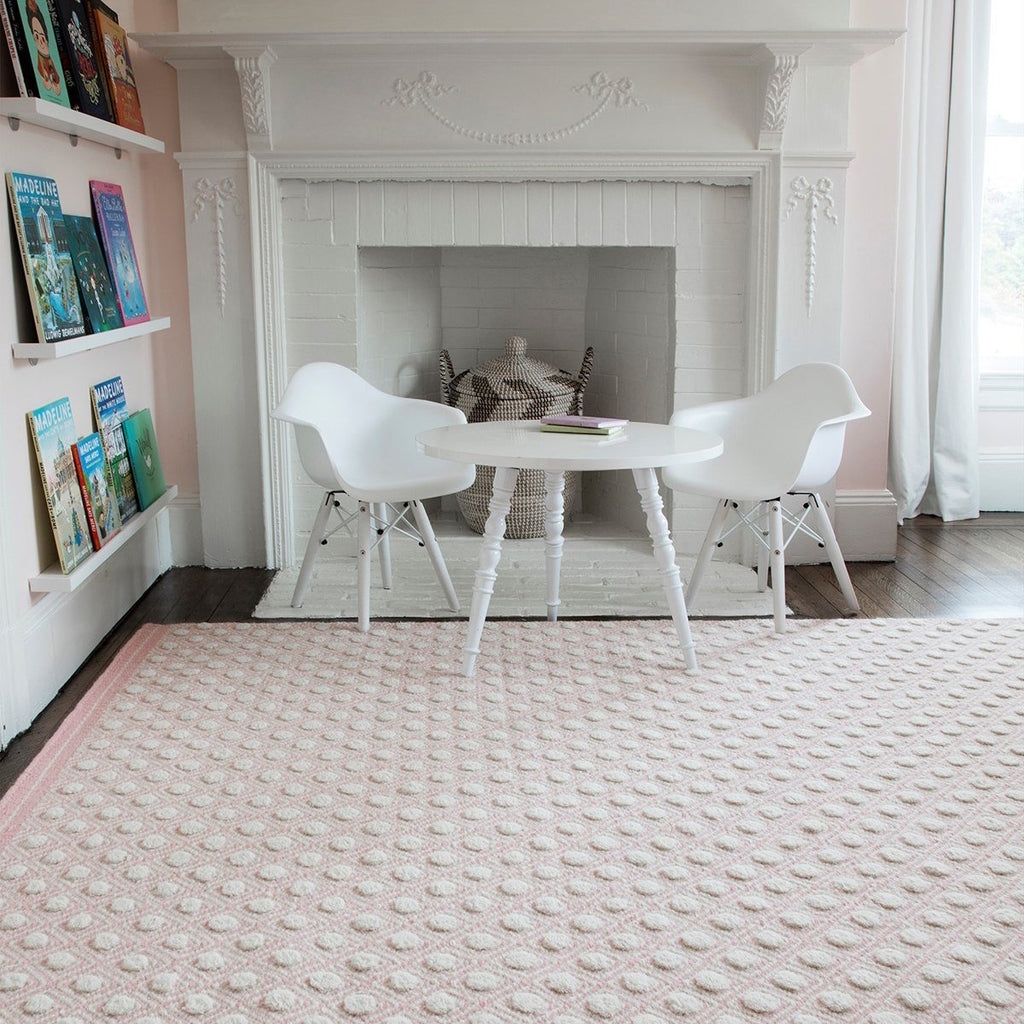 Area Rug Pink Polka Dot Rug Textured French Country