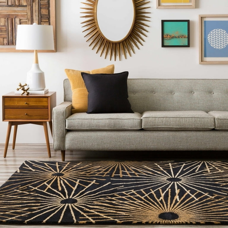 Area Rug Radial Pattern Mid-Century Modern Floor Decor