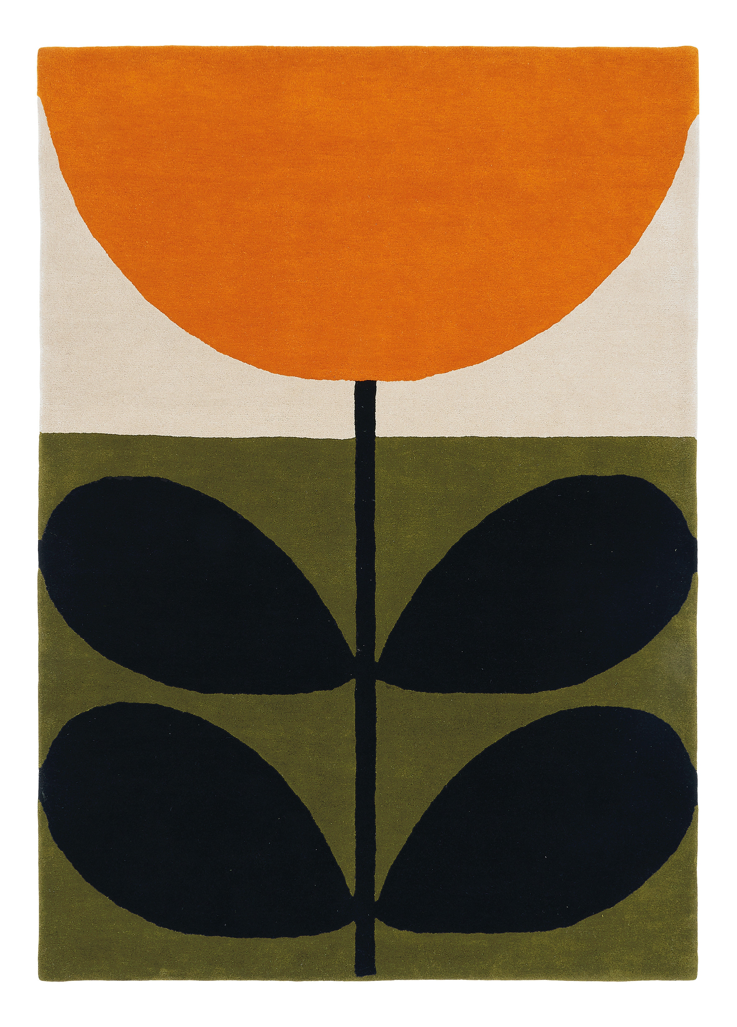 Area Rug Retro Graphic Stem Pattern Bold Botanical Rug