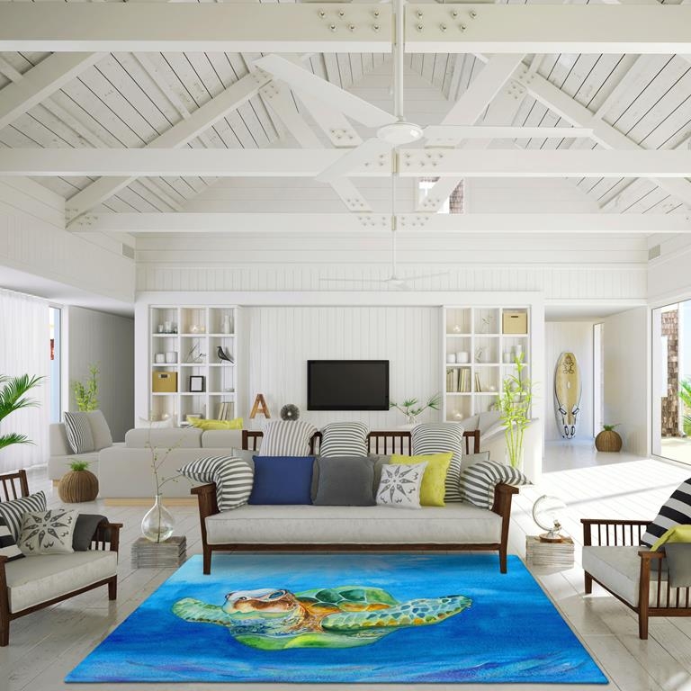 Area Rug Sea Turtle Graphic Blue Sea Turtle Area Rug