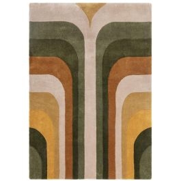 Area Rug Symmetrical Vertical Curves Retro Arched Area Rug