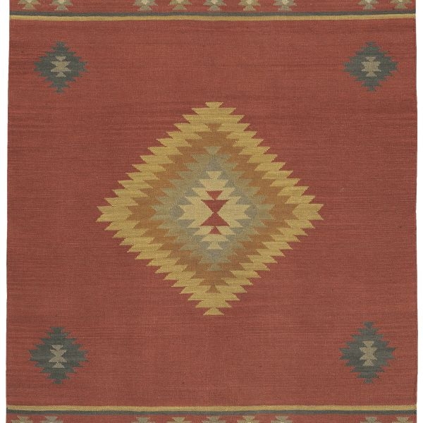 Area Rug Terracotta Geometric Area Rug Jewel Accents