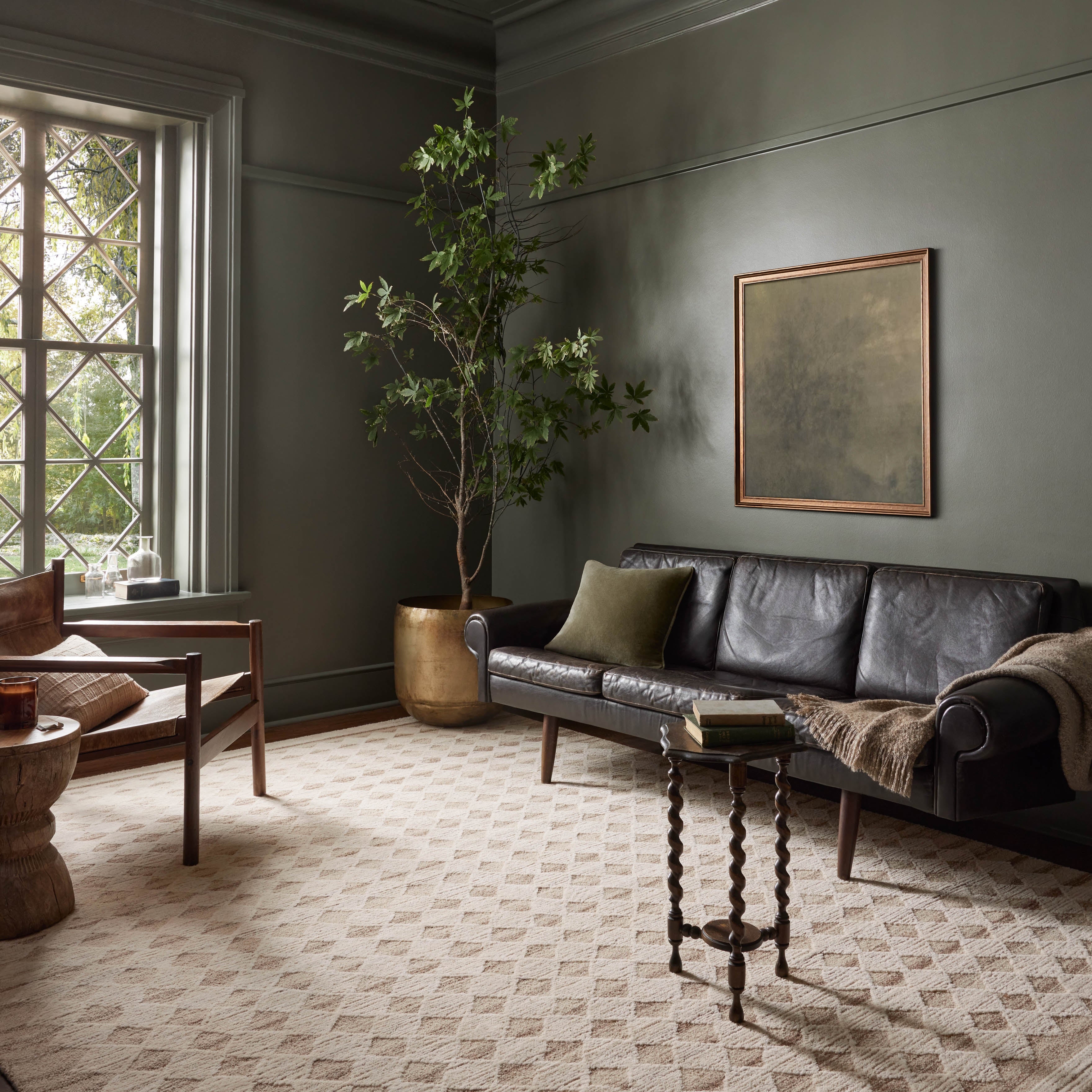 Area Rug Textured Weave Ivory Diamond Geometric Rug