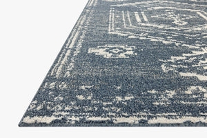 Area Rug Tribal Pattern Distressed Blue Medallion Rug