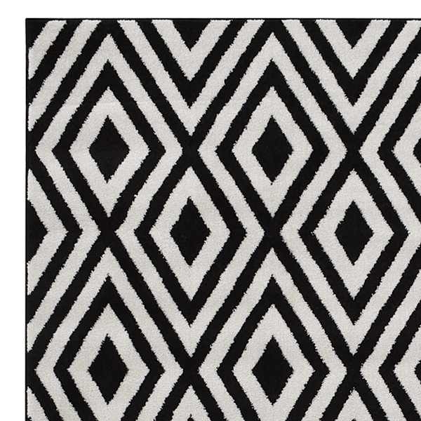 Area Rug: Tufted Texture Geometric Diamond Pattern Modern Boho