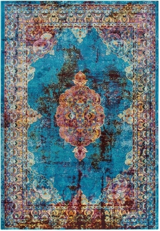 Area Rug Turquoise Medallion Area Rug Vibrant Tone