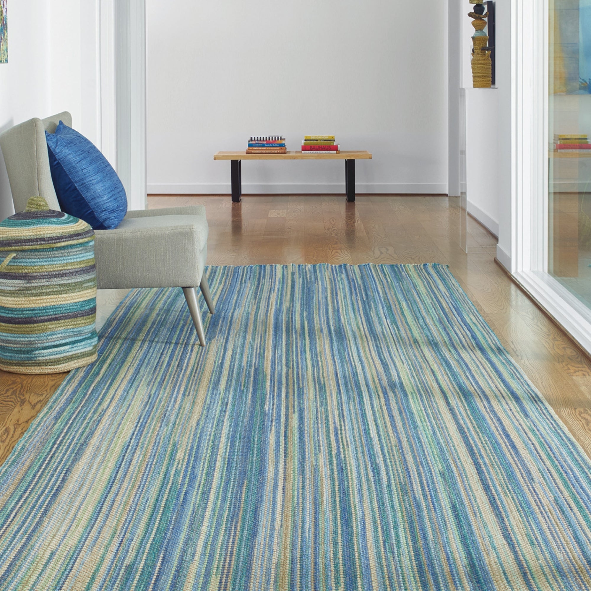 Area Rug Variegated Stripes Ocean Inspired Area Rug