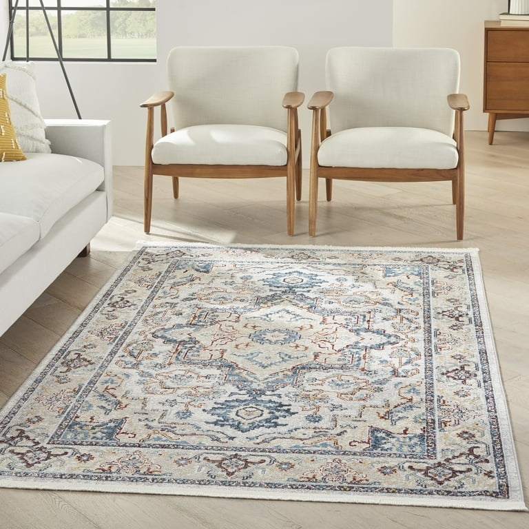 Area Rug Vintage Medallion Rug Distressed Faded Decor