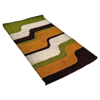 Area Rug Wavy Stripes Ochre Orange 1970s Italian Modern Rug