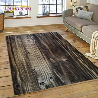 Area Rug with 3D Optical Effect for 3D Wood Grain Rug