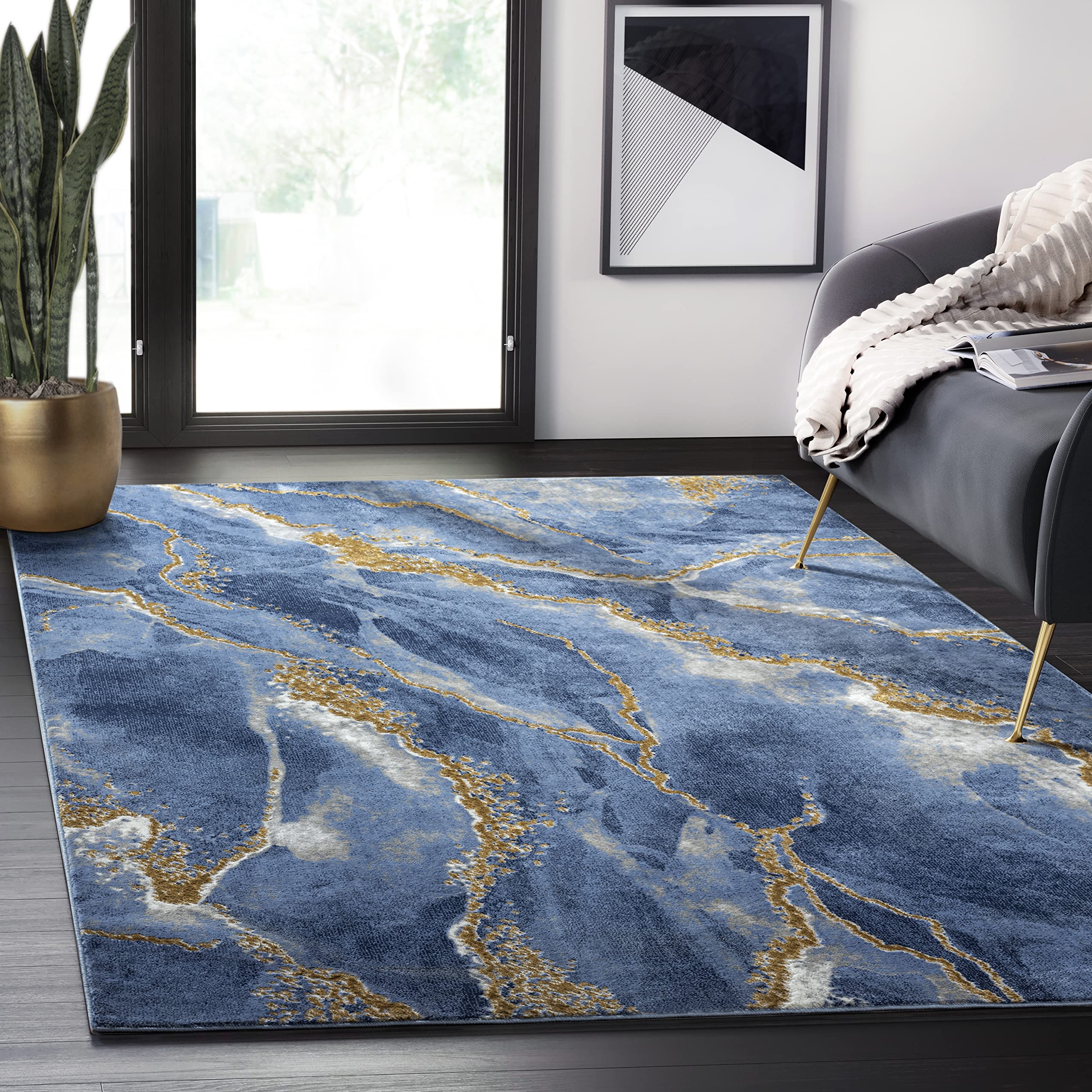 Blue And Gold Area Rug