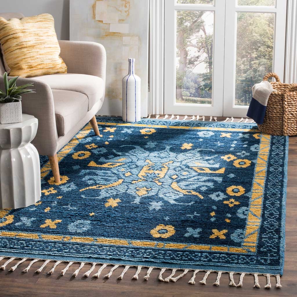 Area Rug with Tassel Fringe and Bohemian Medallion