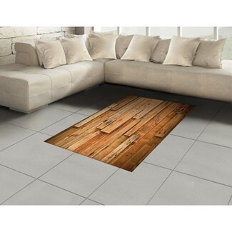 Area Rug with Warm Oak Tones for Realistic Hardwood Floor Rug