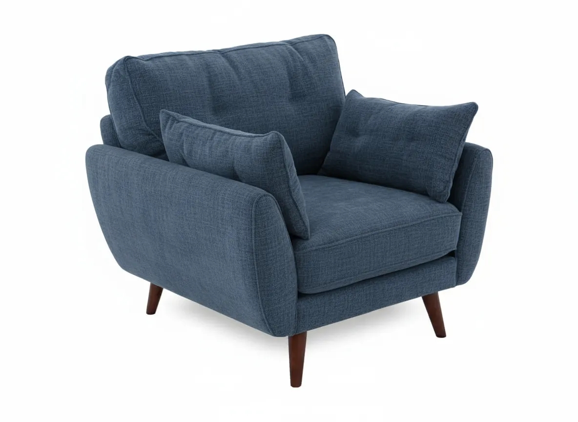 Armchair Mid Century Denim Club Chair with Flared Arm Silhouette