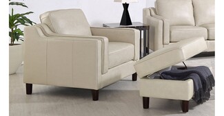 Armchair Ottoman Set White Transitional Tapered Legs