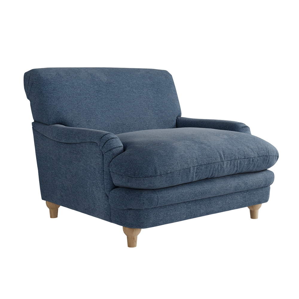 Armchair Oversized Fabric Accent Chair with Sculpted Wood Legs