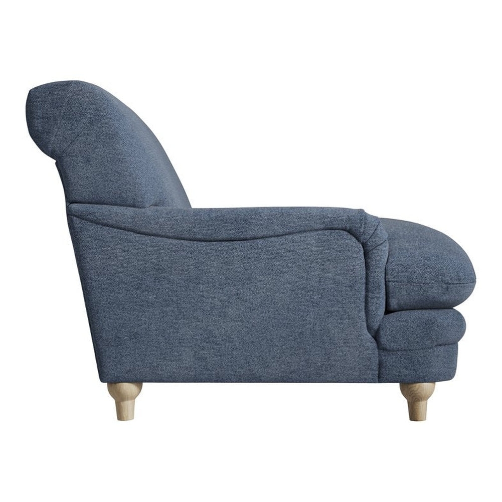 Armchair Rolled Back Accent Chair in Textured Denim Weave