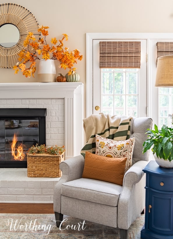 Armchair with Tufted Back for Cozy Fall Mantel Decor