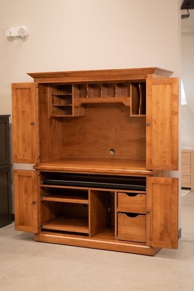 Armoire Desk Bi Fold Doors Integrated Hutch Home Station