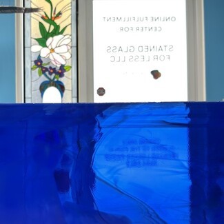 Art Glass Sheet: Wispy Pattern Rippled Cobalt Glass