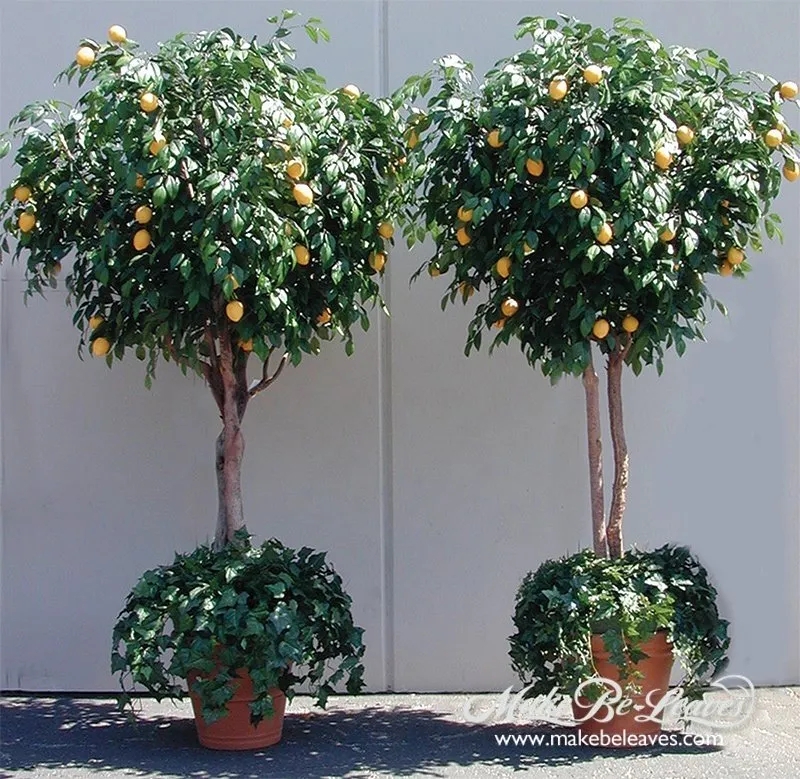 Artificial Fruit Tree Trailing Ivy Base Potted Faux Citrus Fruit