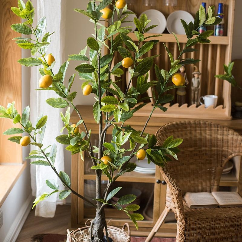 Artificial Lemon Tree Gnarled Trunk Farmhouse Greenery Accent