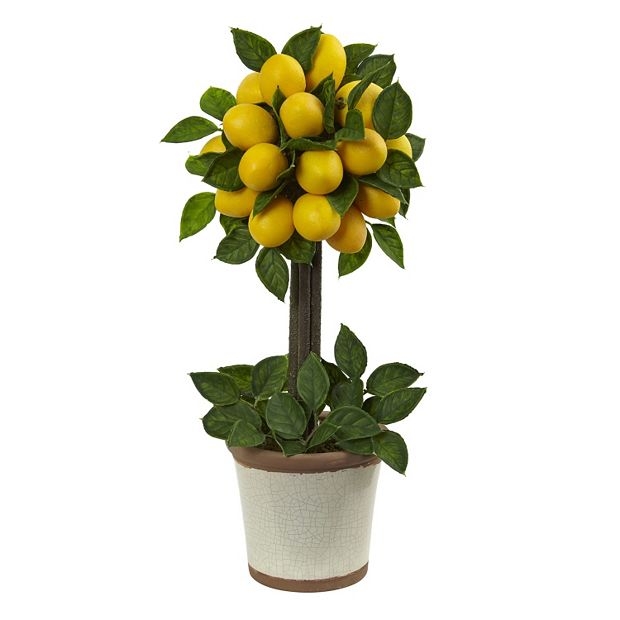 Artificial Tree Crackle Glaze Pot Potted Lemon Tree Topiary