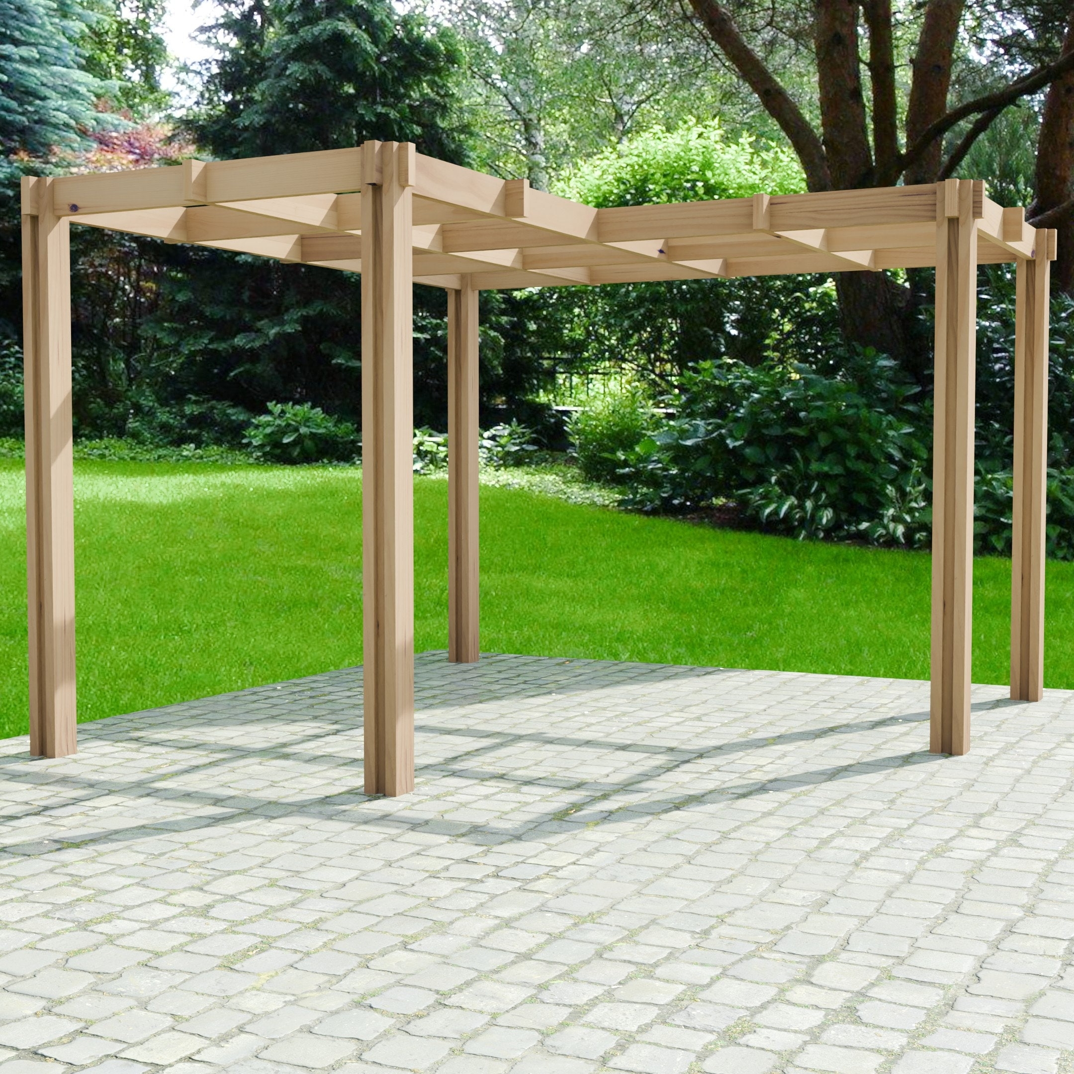 Artisan Corner Pergola Natural Tan with Interlocking Joints