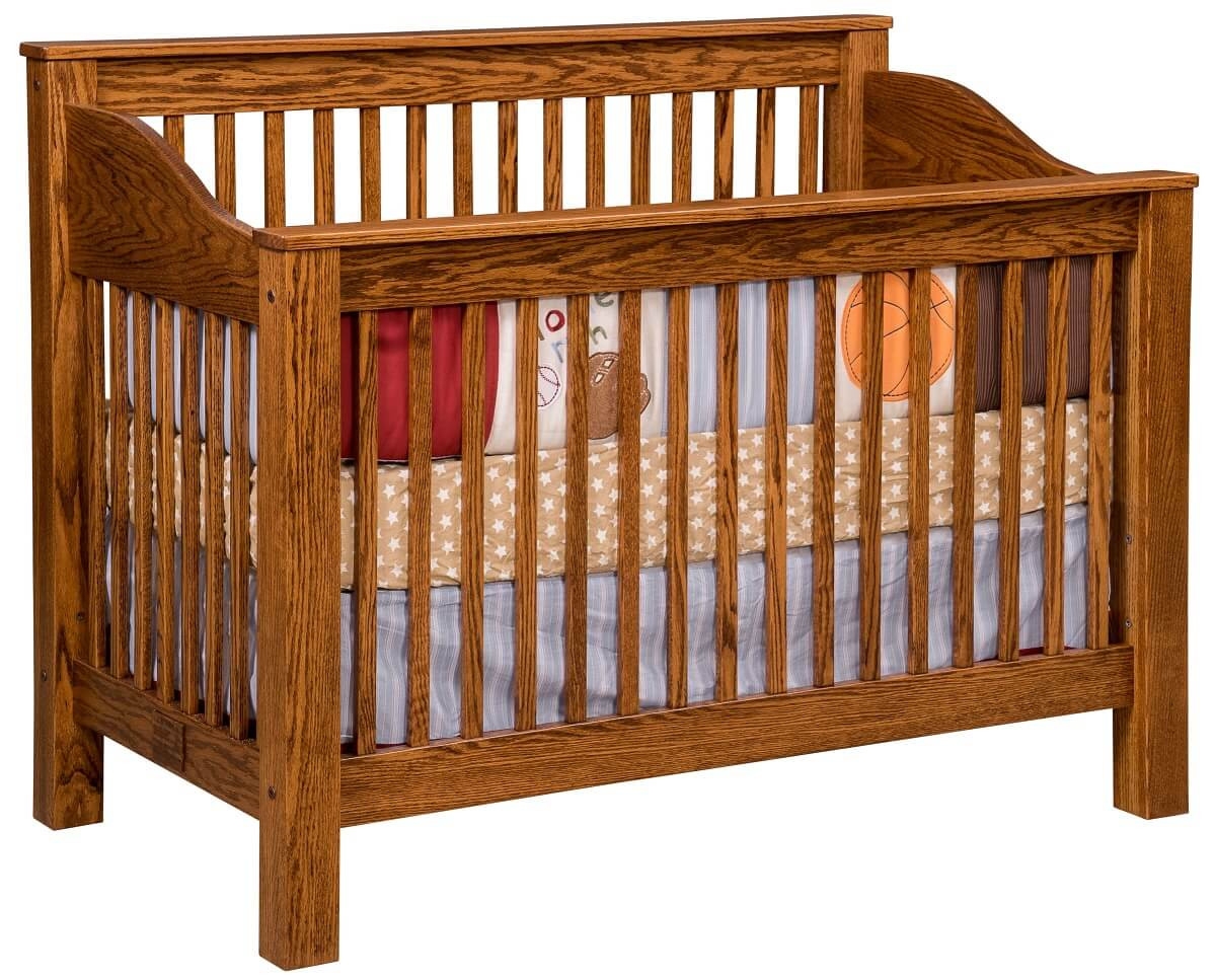 Baby Crib Rails with Arched Mission Style, Honey Oak