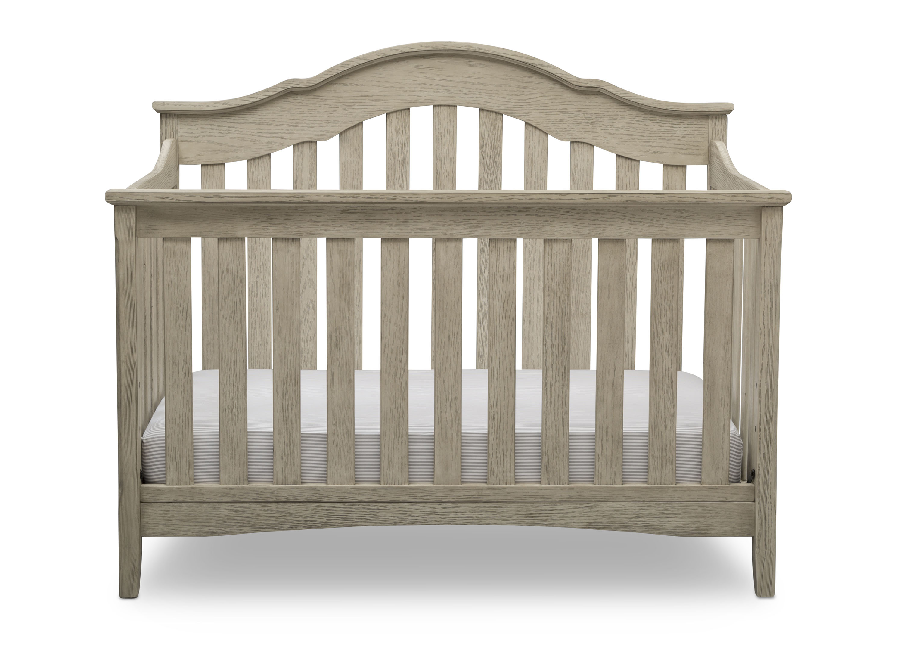 Baby Crib with Arched Headboard, Wide Top Rail and Limestone