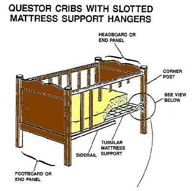 Baby Crib with Wood Toned Scalloped Edges and Tubular Support