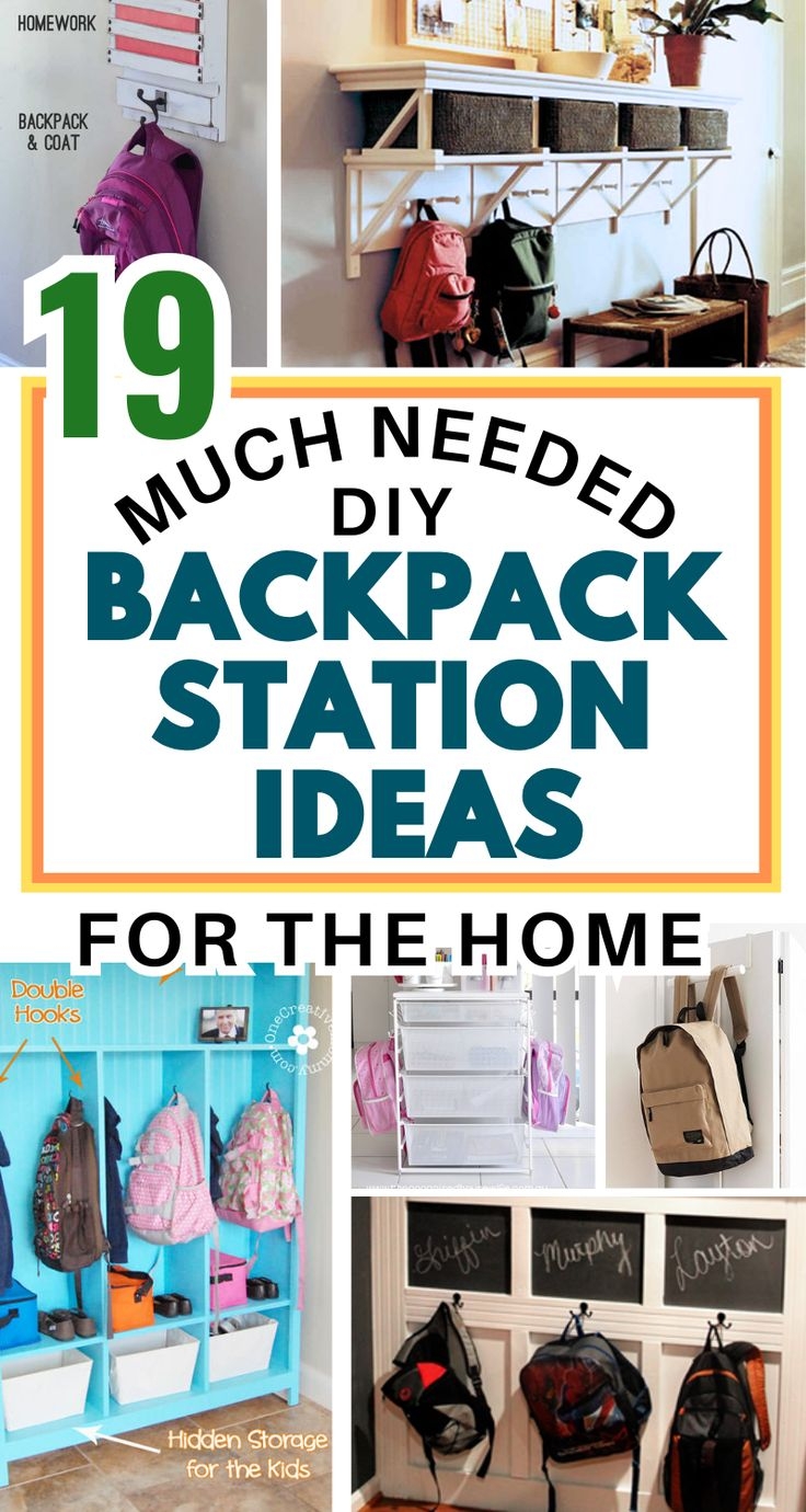 Backpack Storage Station Blue Chalkboard Panels