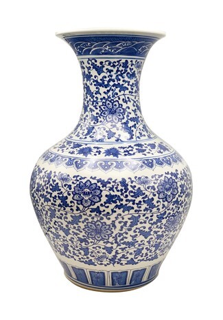 Ball Vase with Five Rings Design and Intricate Floral