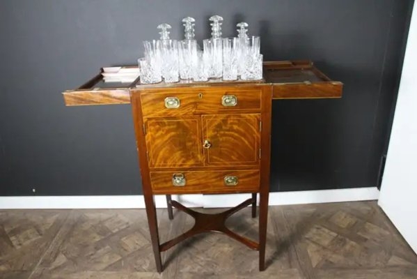 Bar Cabinet with Rising Platform and Mahogany Veneer