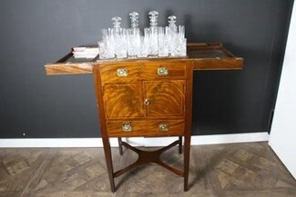 Bar Cabinet with Rising Platform and Mahogany Veneer