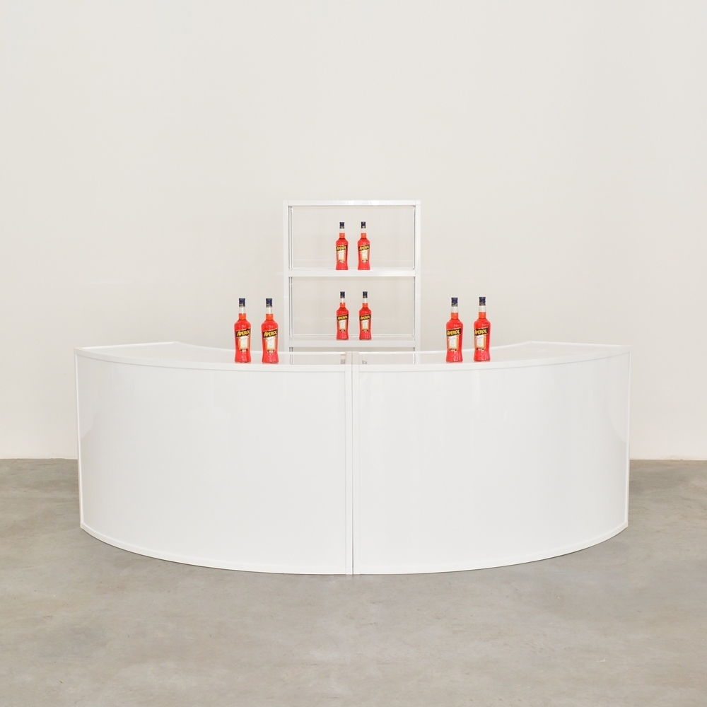 Bar Counter: Glossy White Minimalist Semi Circular Desk