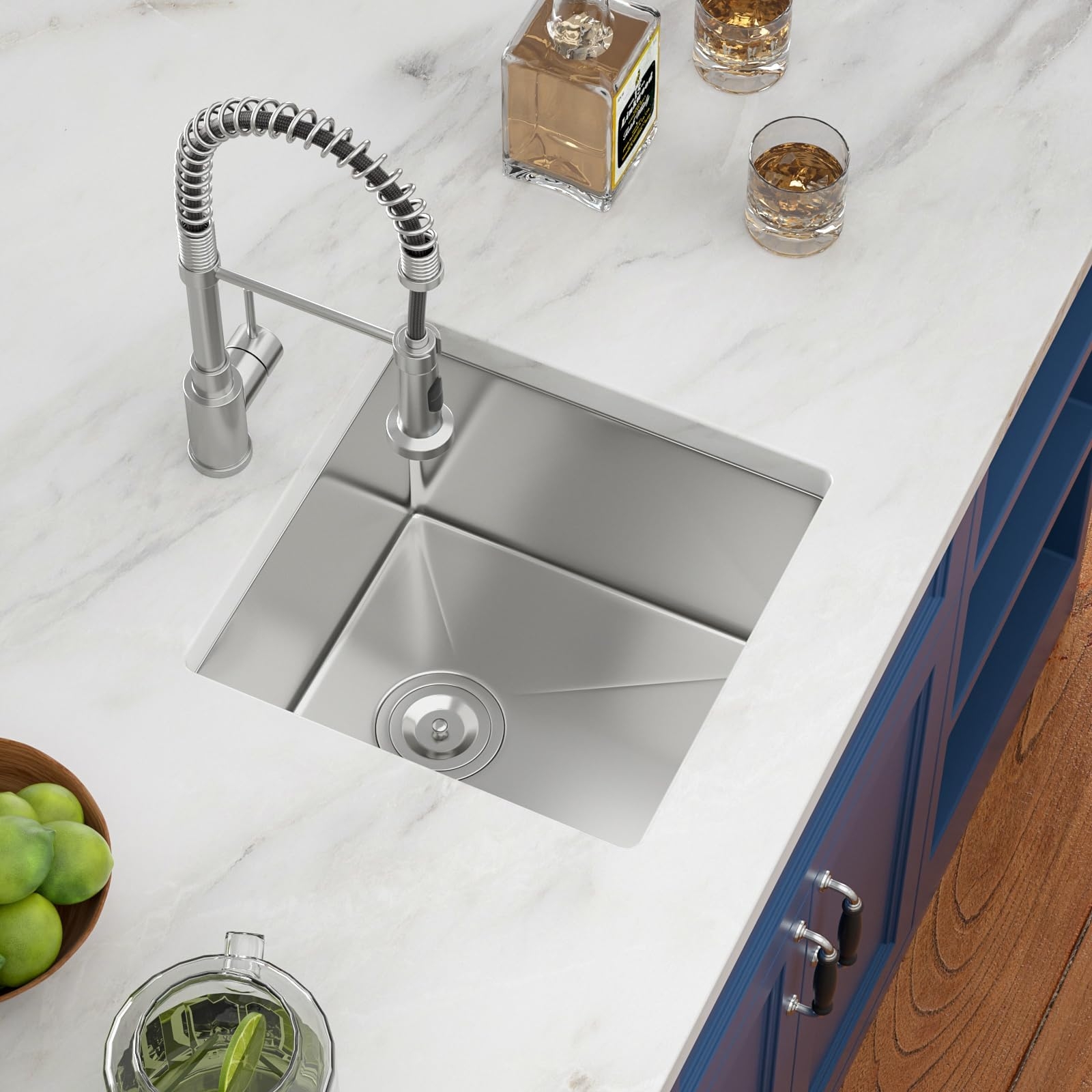 Bar Sink Using 16 Gauge Square Basin Industrial Faucet