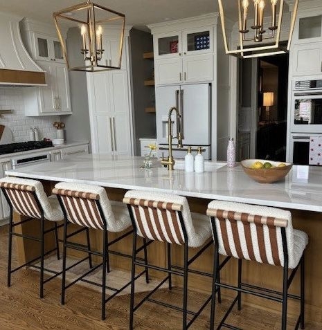 Bar Stool Boucle Upholstery with Modern Organic Finish