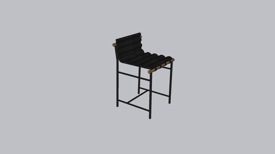 Bar Stool Channeled Seat with Slim Industrial Frame