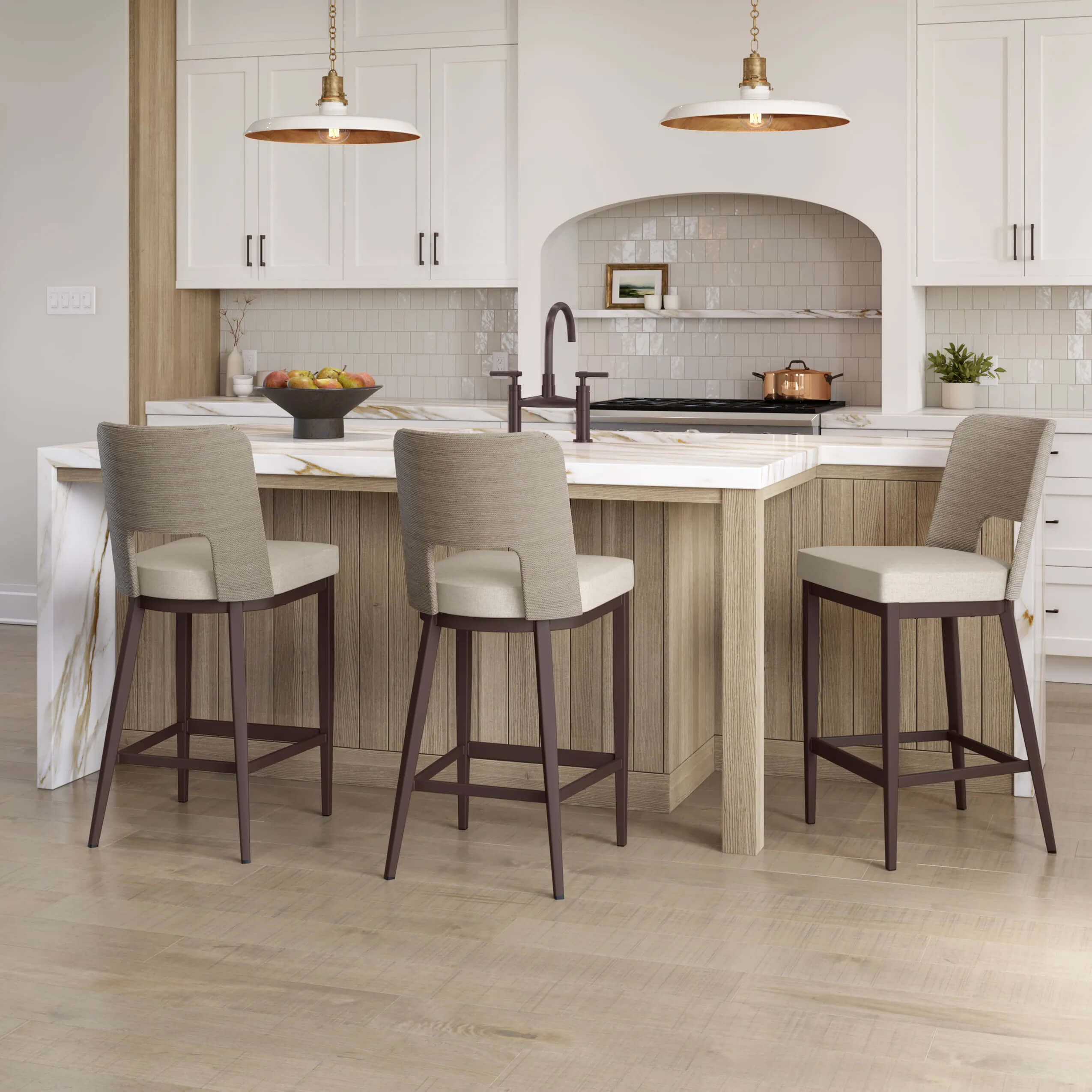 Bar Stool Curved Seagrass Back Transitional Curved Bar Stool