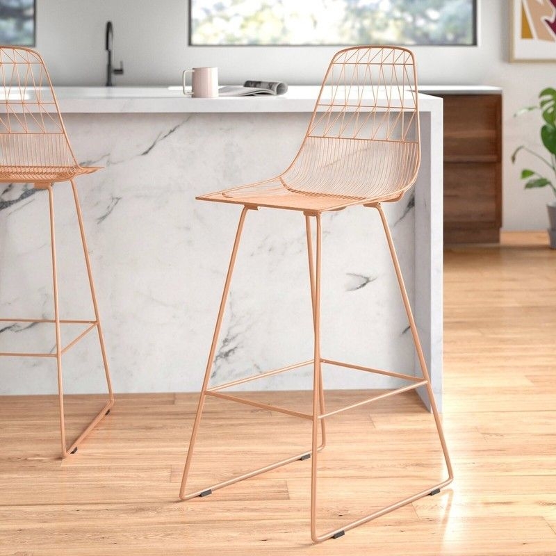 Bar Stool featuring Copper Wire Mesh and Sled Base